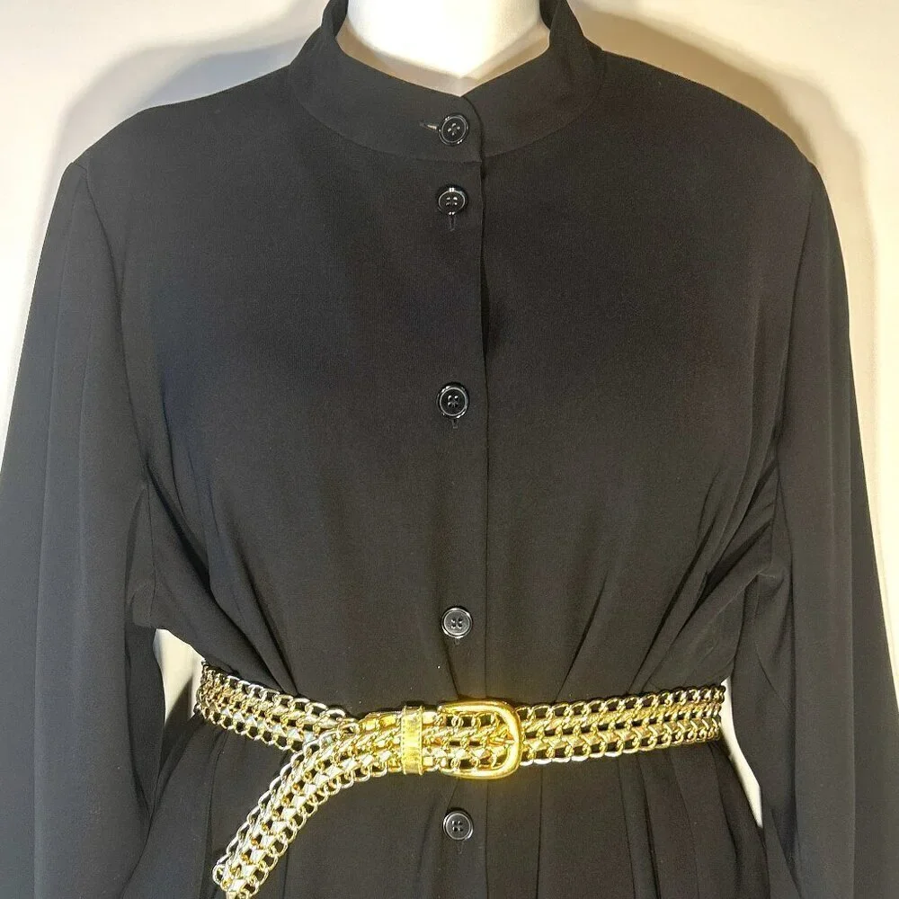 Gold chain buckle belt SZ M Italian Style Chic Bling Dressy Party Timeless 80's